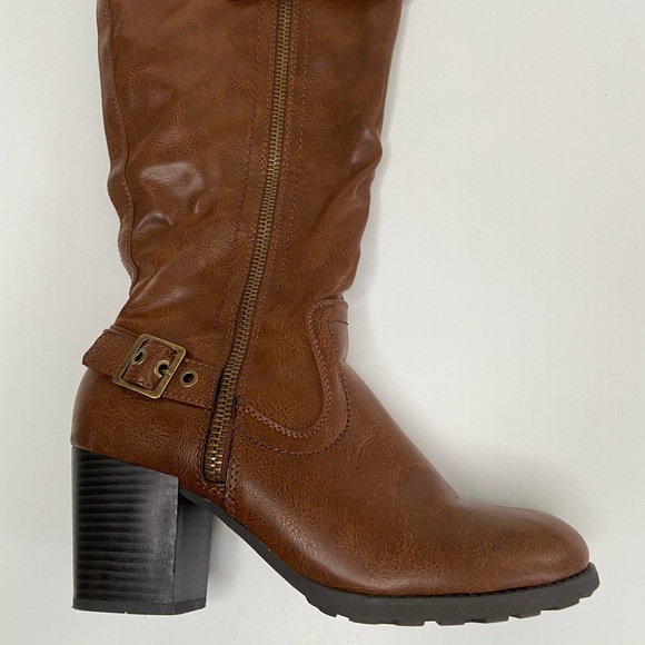 Boots Brown Knee High Womens White Mountain Dover Harness Cognac Size 10 - Picture 6 of 12